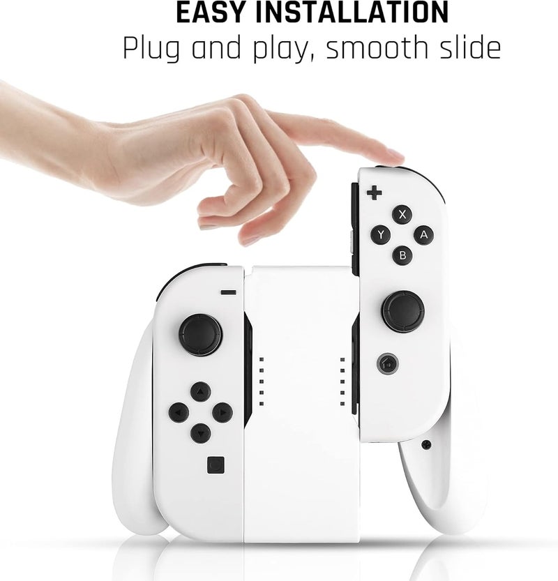 FANPL Charging Controller for Nintendo Switch & Switch OLED Joy-Cons, Game Accessories with Charge Indicator, Handle Grip with 1 m/3.3 Ft USB Type-C Data Cable, 6 Thumb Grip Caps (White) - Image 2